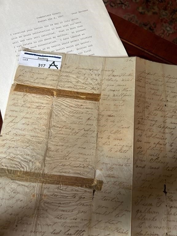 Civil War Letter, dated 8/4/1857