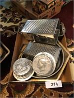 Coin Jello Molds; Grater Boxes and Baking Pans