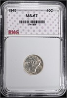 1945 MERCURY DIME ENG SUPERB GEM BU