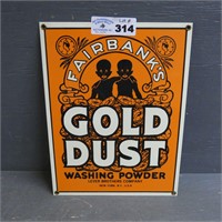 Porcelain Enameled Gold Dust Repro Sign