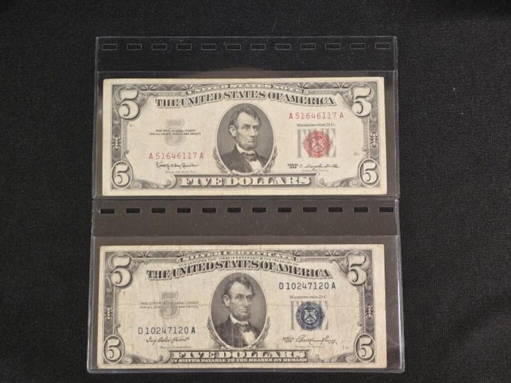 1955 1963 $5 BILLS