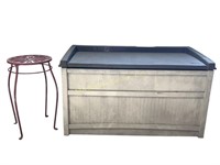Suncast outdoor storage bench with outdoor