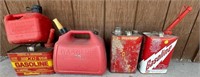 Tin & Plastic Red Gas Cans (5)