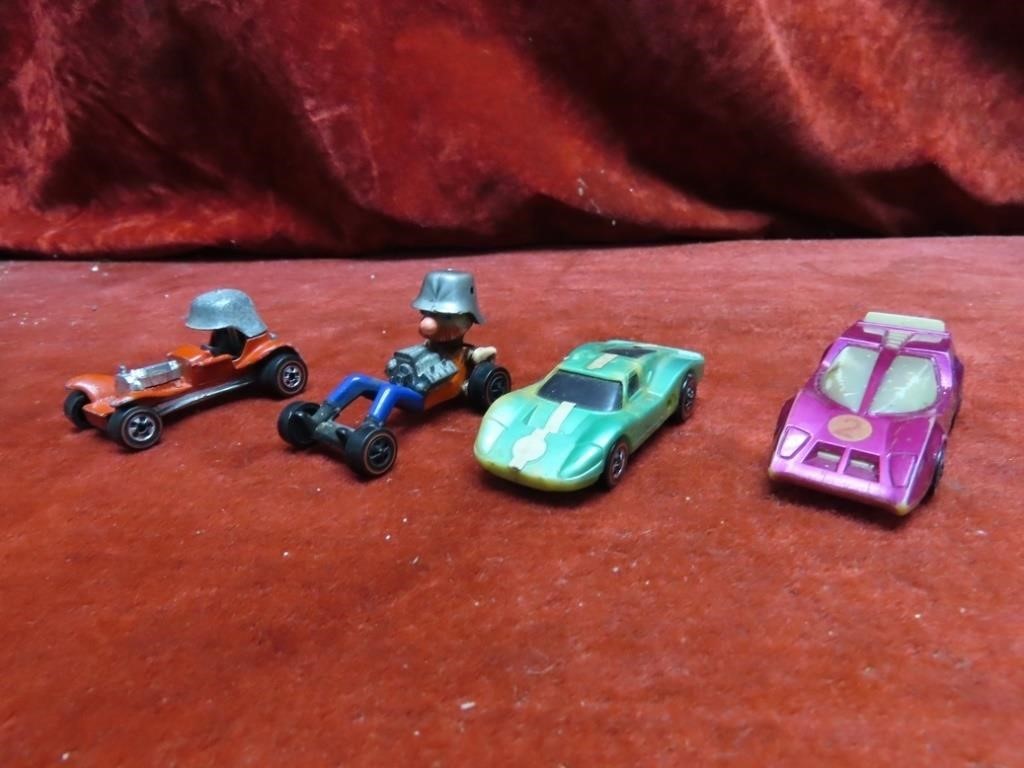 (4)1960's/70's Red line Hot wheels diecast cars.