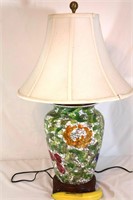Asian-Style "Spongeware & Flowers" Table Lamp