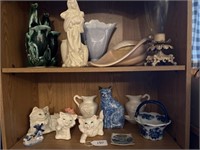 2 Shelves of Vases, Figurines, Etc.