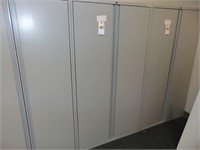 5 ft high metal 2 door cabinet with contents