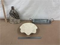 Decorative Vase, Pottery Bowl, Tin Tray