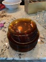 Vintage Amber Snack & Dinner Plates