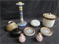 Group of pottery jar, vase, candleholder, etc.