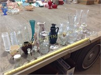 30 pieces decorative glassware, flower vases,