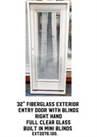 32" RH Fiberglass Exterior Entry Door w/ Blinds