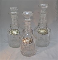 Lot of 3 Antique Crystal Decanters