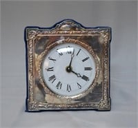 English Sterling Silver Clock