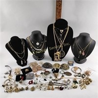 Goldtone Costume Jewelry Lot: Necklaces, Chains,