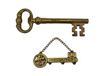 Large Brass Skeleton Key & Jerusalem Key Hanger