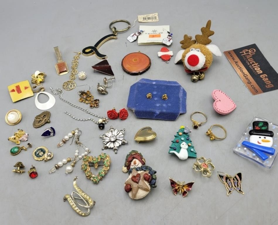 Misc Jewelry Earrings. Pins, Rings etc