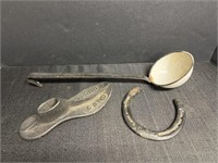 Cobbler shoe form, horseshoe, enamel ladle