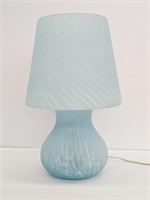 MURANO ITALIAN BLUE SWIRL GLASS MUSHROOM LAMP