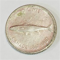 Silver 1967 Canada 10 Cent Coin