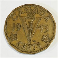 1943 Canada 5 Cent Tombaq Coin