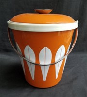 Orange enamelware ice bucket by Cathrineholm