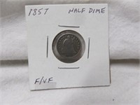 1857 SILVER HALF DIME - F/VF