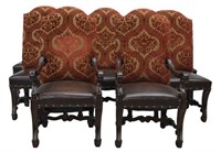 (8) LOUIS XIV STYLE LEATHER-SEAT DINING CHAIRS