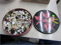 Tin of Antique Buttons.