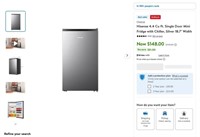 A881  Hisense Mini Fridge 4.4 Cu ft.