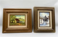 Two Oil Painting Mill & Cottage