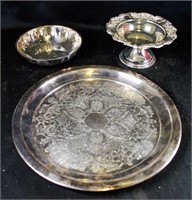 At your Service- Silver plated Trays+bowl