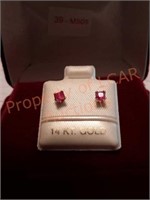 14Kt. Gold Earrings With Genuine Ruby