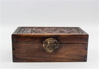 Chinese Rosewood Carved Dragon Jewellery Box