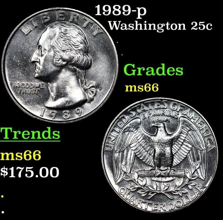 1989-p Washington Quarter 25c Grades GEM+ Unc