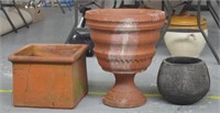 Three vintage garden pots