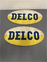 Vintage Pair Delco Remy Advertising Metal Signs
