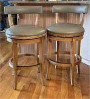 Two Frontgate Swivel Nail Trim Bar Stools