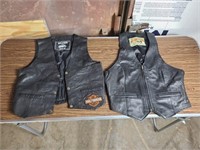 Pair Of Women's Leather Motorcycle Vests Sized 12