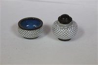 A Set of 2 Cloisonne Salt and Pepper