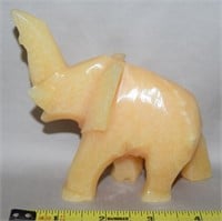Vtg Carved & Polished Onyx Elephant Figure 4 5/8"
