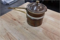 Vintage Brass/Cooper Saucepan with Lid and Ceramic
