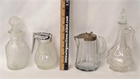 Vintage Glass Cruets/Syrup Glassware-Manganese