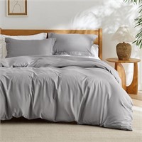 Grey Duvet Cover Full Size - Soft Double Brushed