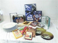 Star Wars books, glass trivets, plates, frames,