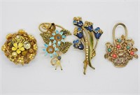 4 Cool Vintage Enamel Brooches