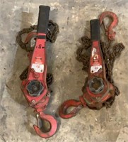 (2) Coffing 1-1/2 Ton Ratchet Chain Hoist