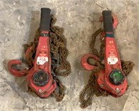 (2) 1-1/2 Ton Ratchet Chain Hoist