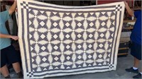 Blue and White Flower Hand Made Quilt