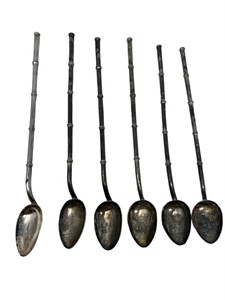 Vintage bamboo silver straw spoons